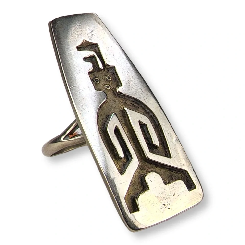 Unbranded Ring Nickel Silver 6.25 Silver Vintage Southwestern Kachina Statement